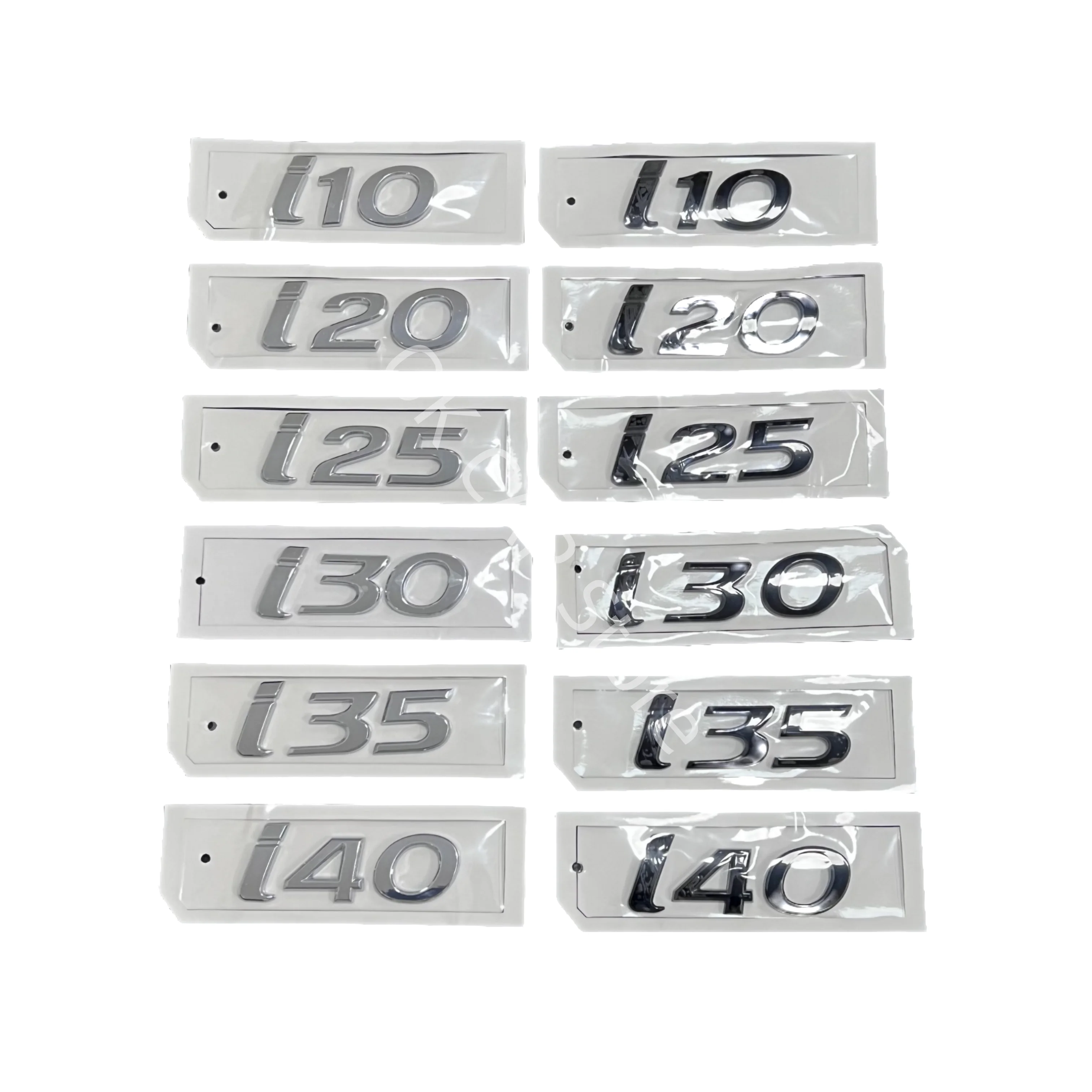 For Hyundai i10/i20/i25/i30/i35/i40 Letter Emblem, 2 Colors Chrome Black Self Adhesive Badge view 2