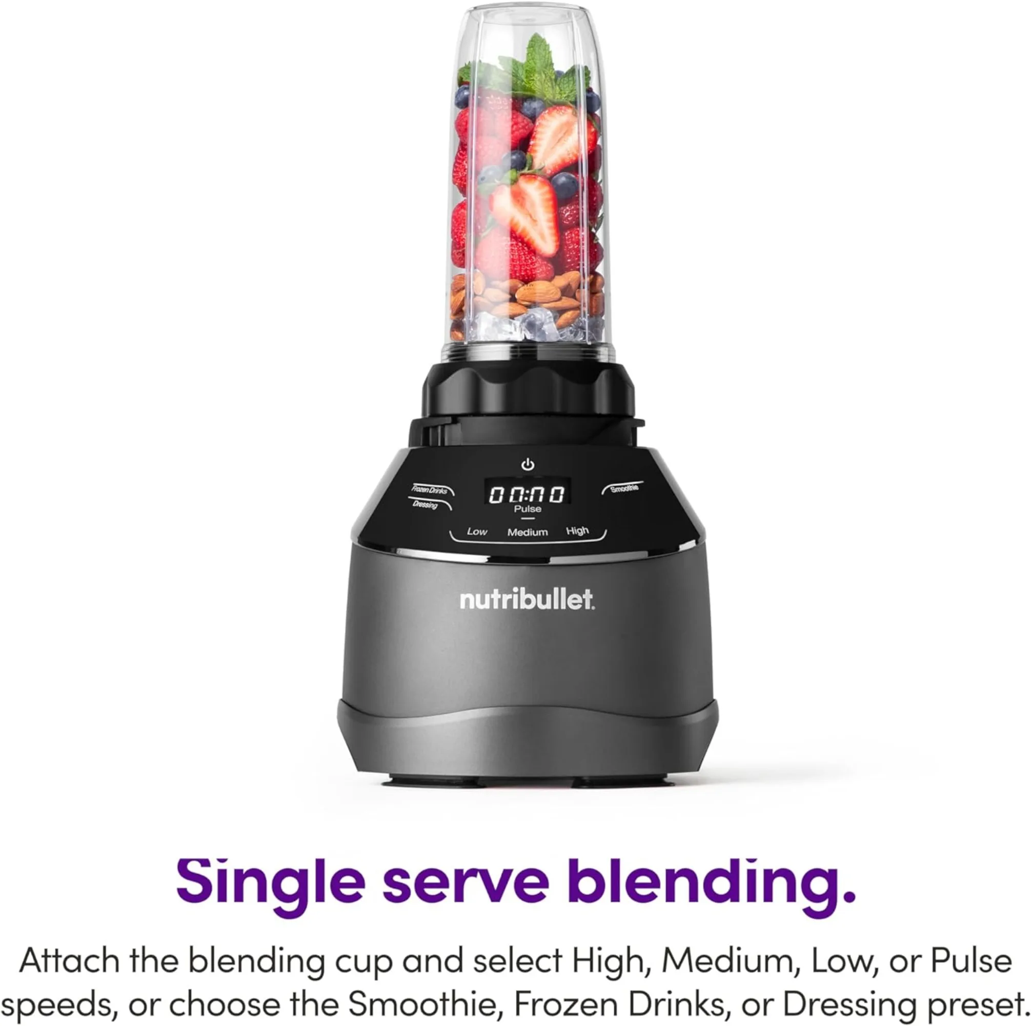 เครื่องปั่นสีดำที่มีประสิทธิภาพสำหรับการผสมสมูทตี้ที่อ่อนนุ่มและอื่นๆ