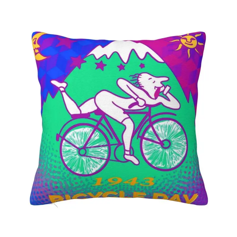 Albert Hoffman Copy Of Bicycle Day Modern Pillow Cover Living Room Decoration Lsd Acid Blotter Party Chair Cushion