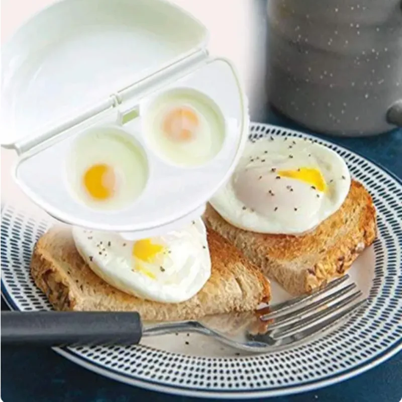 Useful White Microwave Omelette Egg Maker Tray Non-toxic Eggs Steamer Box Silicone Egg Cooker Egg Poacher Kitchen Cooking Tools
