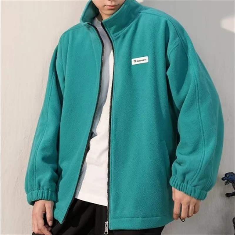 2023 Winter Coats Men Casual Polar Fleece Zipper Outerwear Stand Collar Jacket Cotton Coats Fashion Men's Clothing