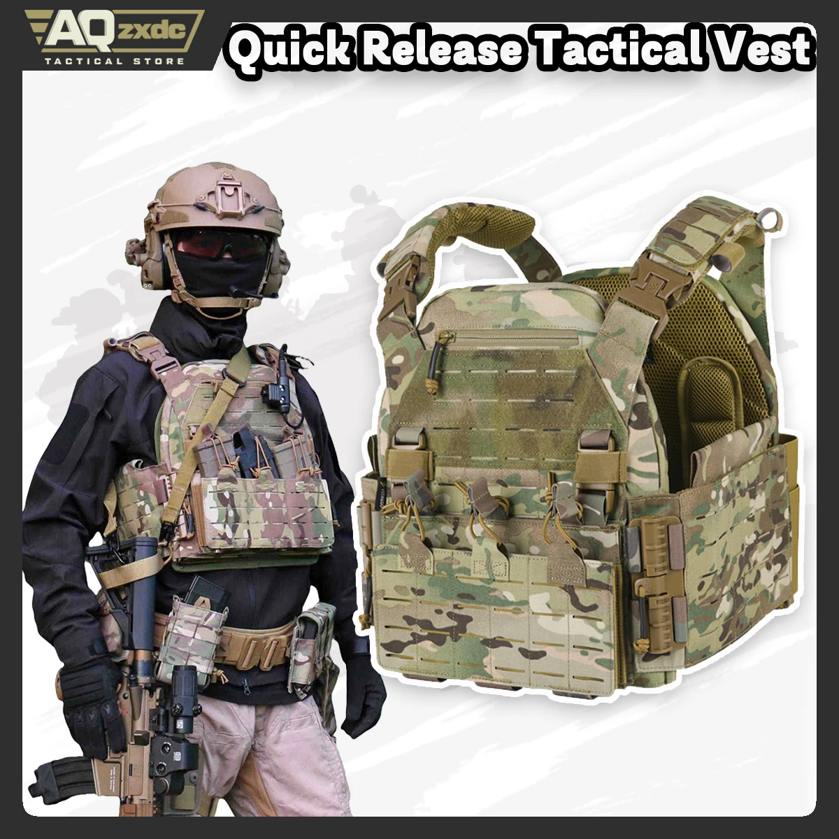 

AQzxdc Outdoor Quick Release Tactical Vest Multi-purpose Molle Hiking Camouflage Protective Combat Versatile Tactical Vest