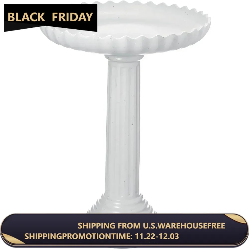 HBC-120C All Seasons Decorative Gray Stone Scalloped Heated Birdbath With Pedestal, 120-Watt