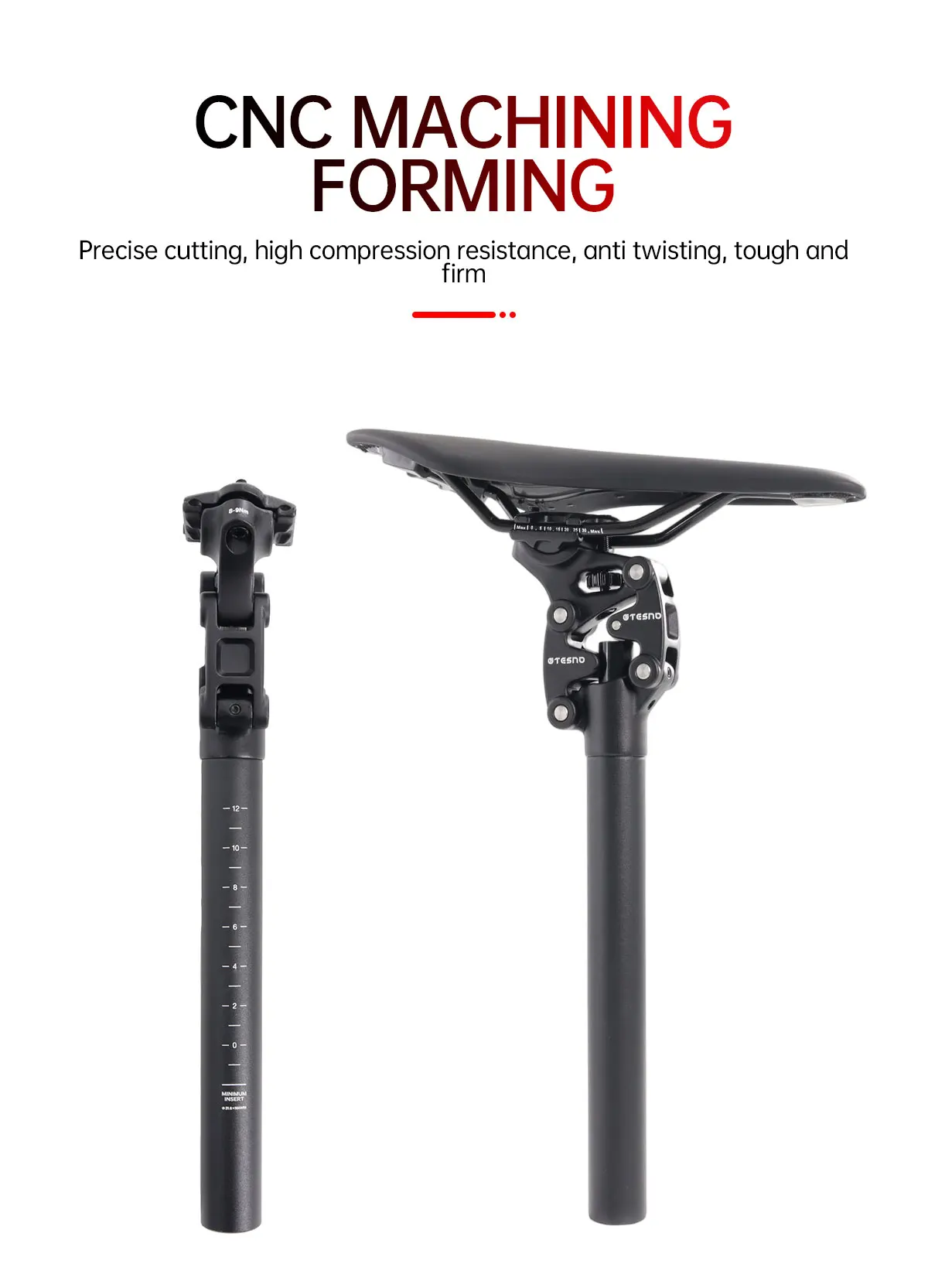 TESNO Fahrrad Sattelstütze MTB Stoßdämpfer Fahrrad Sattelstütze Dropper Manuelle Reise Höhe Suspension 27,2/30,9/31,6mm Fahrrad Sitzrohr – Detail 7