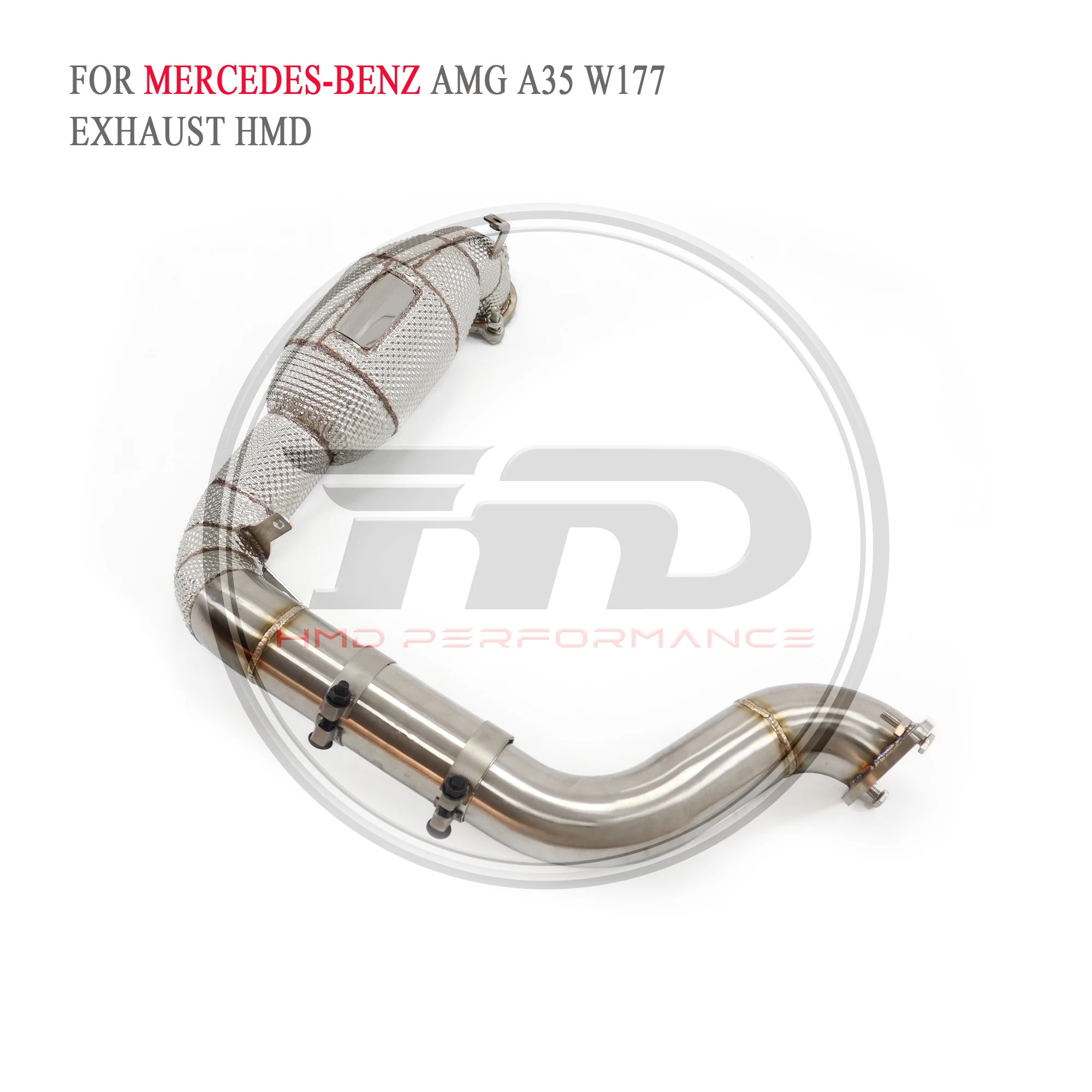 

High Quality Downpipe For Mercedes Benz A35 W177 Stainless Steel Exhaust System Heat Shield Racing Pipe High Performance HMD