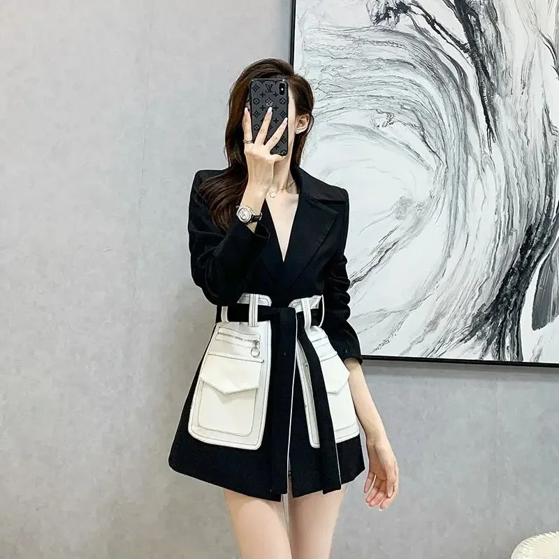 2023 Spring Autumn New Suit Jacket Women\'s Retro Hepburn Style Coat Waist High Design Sense Outwear Blazer Female Overcoat Top