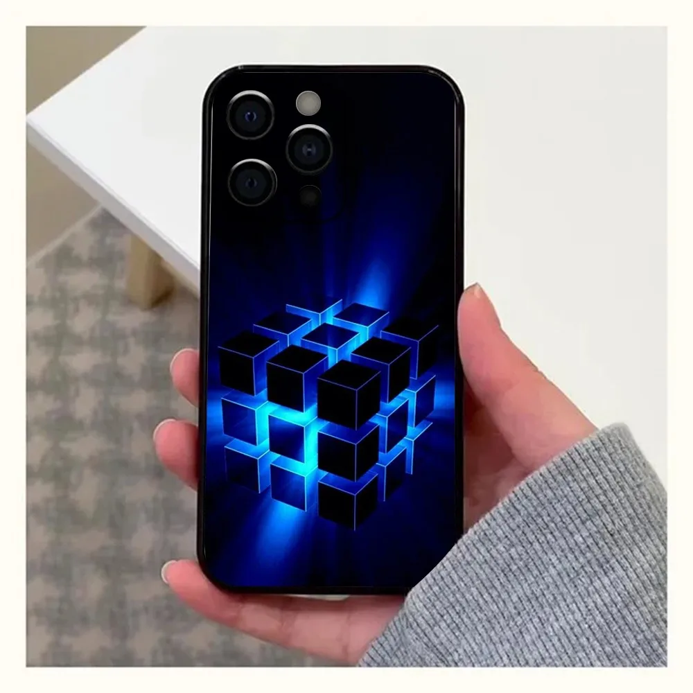 Divertente custodia per telefono Rubiks Cube per Apple iPhone 15,14,13,12,11,Pro,X,XS,Max,XR,Plus,Mini Cover morbida nera