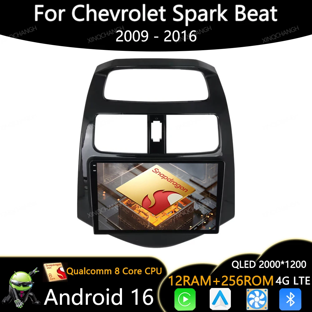 Android 16 Car Radio For Chevrolet Spark Beat Matiz Creative 2009 - 2016 Head Unit Multimedia Video Player 2DIN Carplay Auto BT