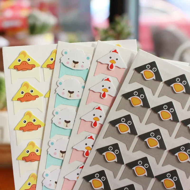 96 pieces/set, cute colorful animal corner stickers, suitable for scrapbook crafts, self-adhesive photo corner protectors