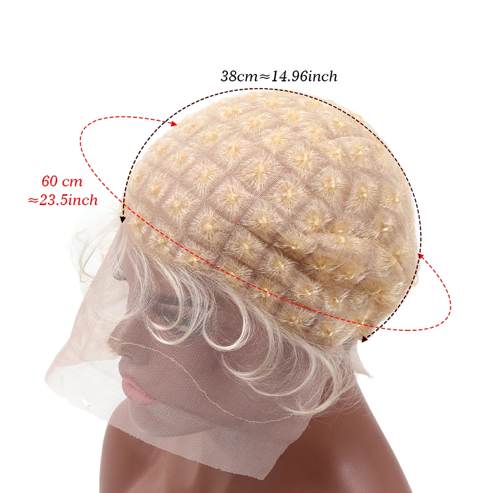 Yajukai Blonde Вязаная крючком шапочка для парика для изготовления парика с косой 113 узлов Плетеная шапочка для парика с кружевной передней частью Детские волосы Кружевная шапочка для изготовления парика