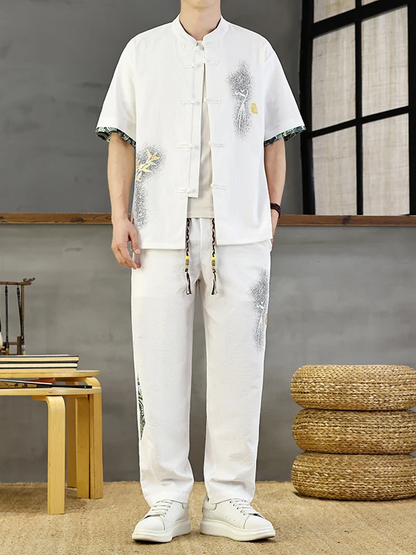 new-chinese-sle-men's-ice-silk-summer-thin-ort-sve-irt-loose-casual-long-pants-set-comfortable-breathable-lightweight