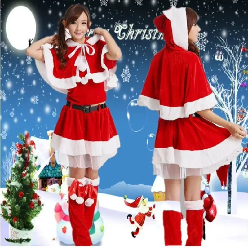 Europe and The United States Christmas Costumes Adult Girls Big Size Red Performance Clothes Sexy Party Santa Claus Clothes Suit