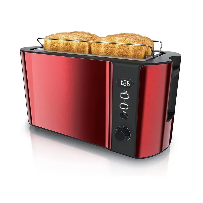4-Slice Digital Screen Automatic Toaster 3-in-1 Functionality 6 Adjustable Defrost Levels 1500W Crumb Tray Various Colors