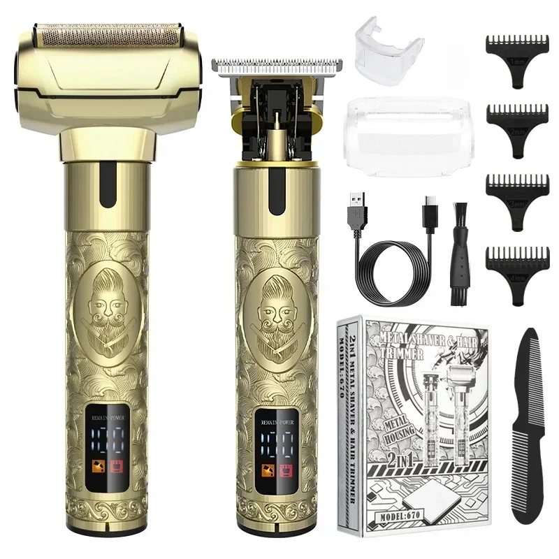 RESUXI 670 Electric Shaver Cordless Hair Trimmer Multi-function Electric Shaver for Men Household Carving Hair Clipper Shaver