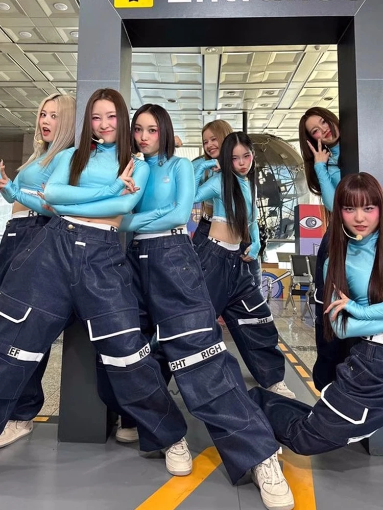

New XG Women's Group Hip Hop Jazz Dance Performance Street Dance Set Trendy Left Right Song Costume Stage Performance Outfit