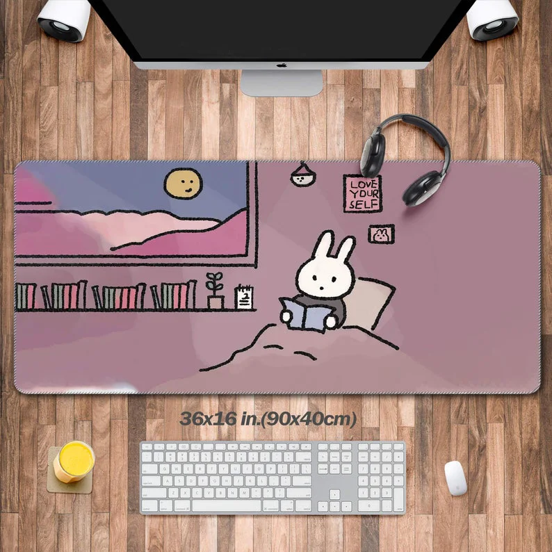

Cute Rabbit Table Pads, XXL Kawaii Rabbit Mouse Mat, Full Desk Mouse Pad, XL Mouse Keyboard Mats, Perfect Gift for Girlfriend