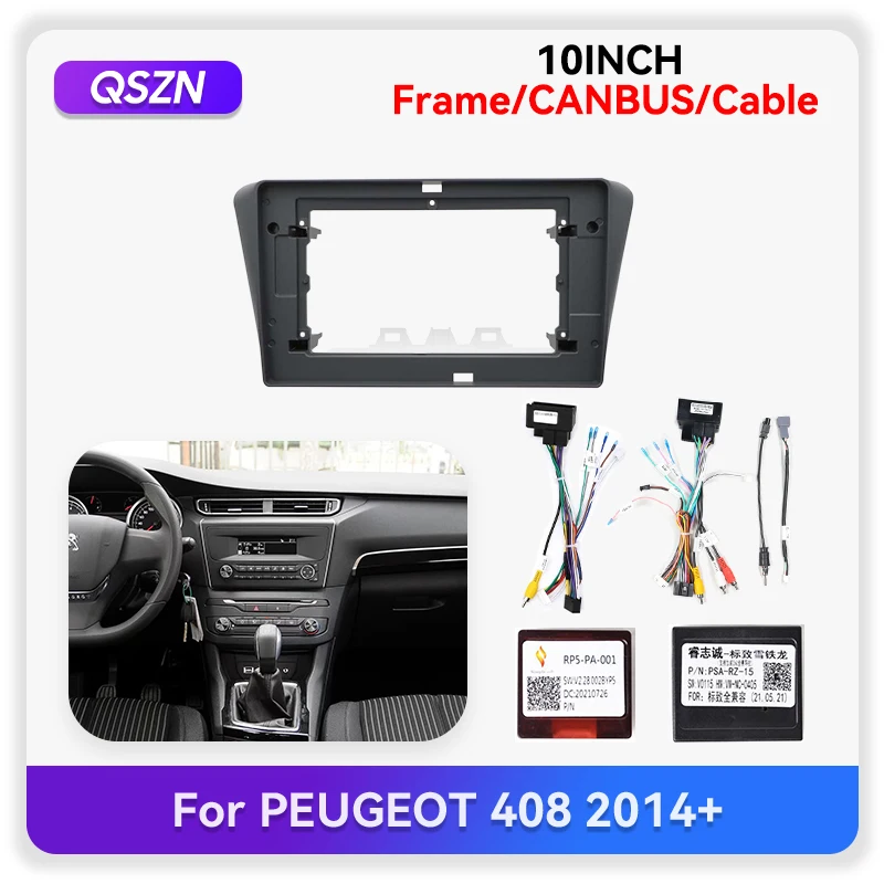 MAMSM 2014 For PEUGEOT 408 10 inch Car Radio Fascia Frame10 Audio Install Dashboard Mount Kit Multi-Media Panel Cable and Canbus