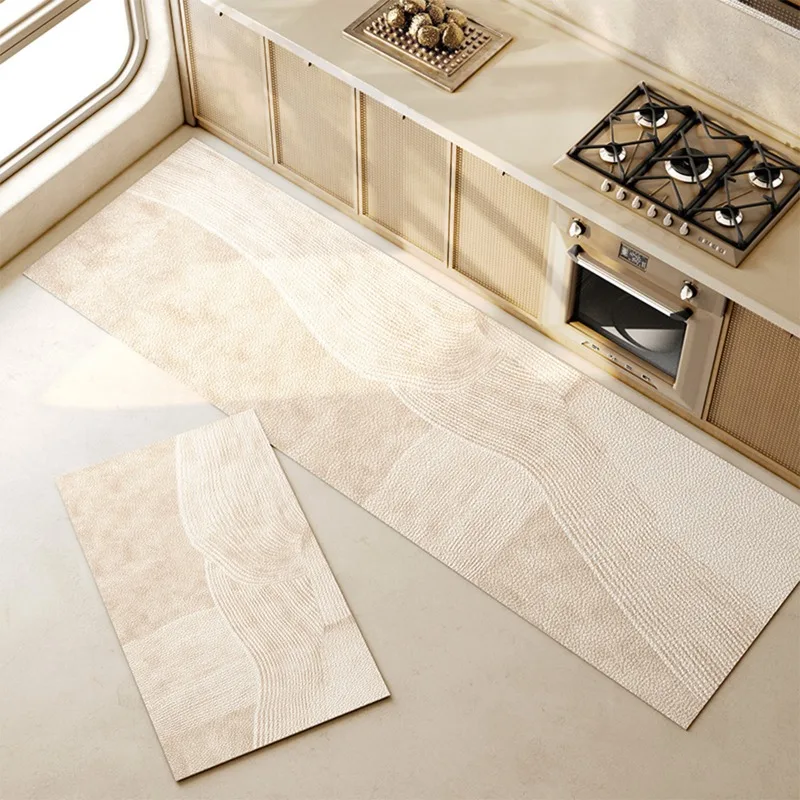 

Kitchen Leather Carpet Waterproof Oil-proof Floor Mat Pvc Wash-free Easy-to-care Rug Soft Non-slip Long Strip Foot Mats 주방카펫