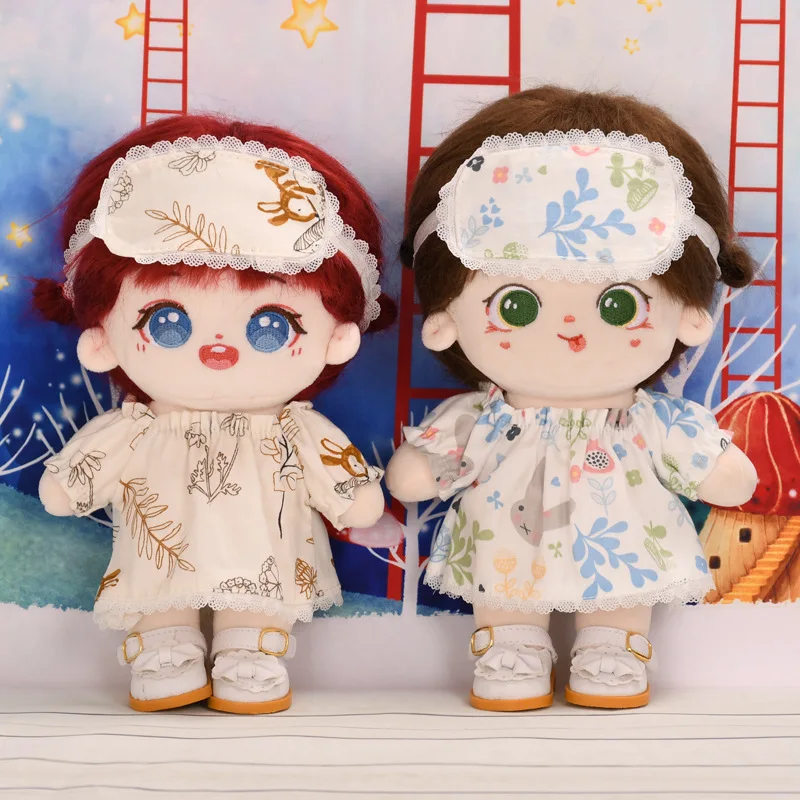 20cm Dolls Accessories Pajamas Eye Masks Kawaii Dresses Rural Style Flowers Plant Prints Dress Up Exquisite Gift for Friend