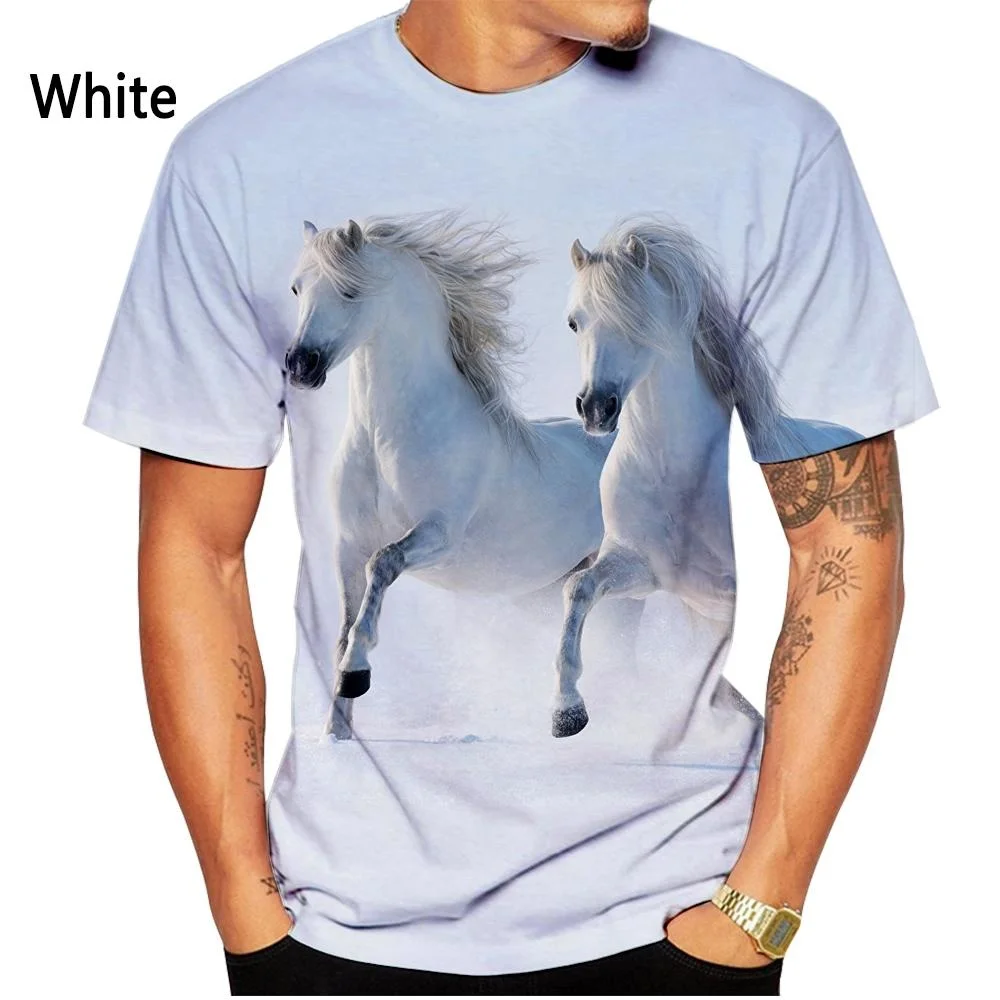 موضة جديدة الحيوان الحصان ثلاثية الأبعاد تي شيرت مطبوع الرجال والنساء الصيف عادية كم قصير شخصية الشارع تي شيرتات رائع