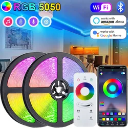 Led Strip Light Rgb 5050 Music Sync Led Lights Flexible Ribbon Luces Diode LED Lamp Tape for TV Backlight Festival Room Decor