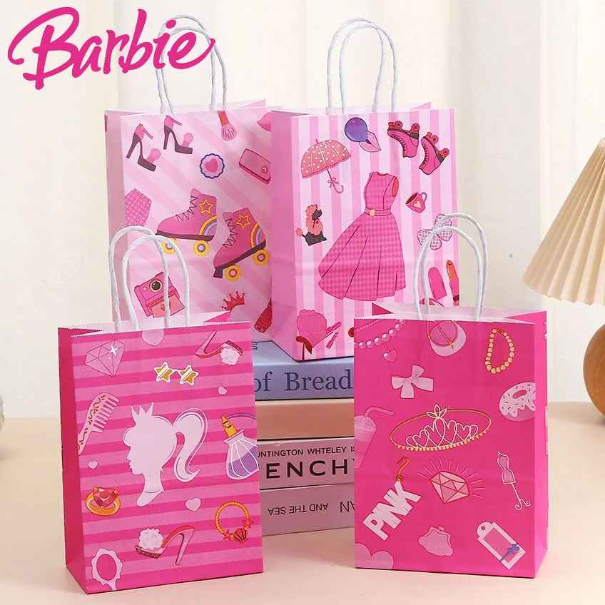 Sac Barbie pour robe de princesse, décoration de fête, sac cadeau d'anniversaire, fournitures de bonbons et de strass, petit sac cadeau rose pour fille