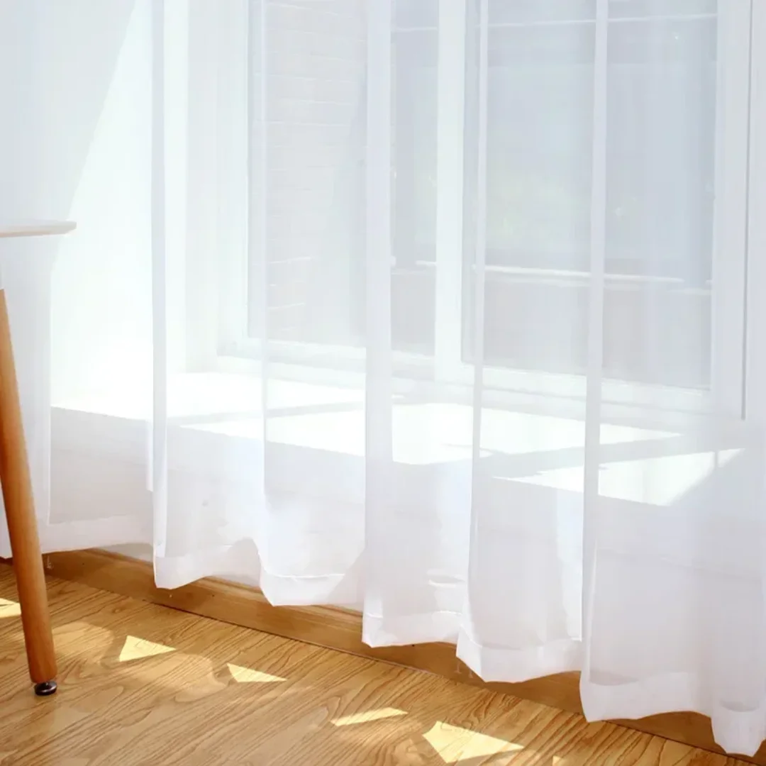 Modern White Solid Sheer Tulle Curtains for Living Room Bedroom Balcony Window Screening Voile Drapes Gauze Tulle for Windows