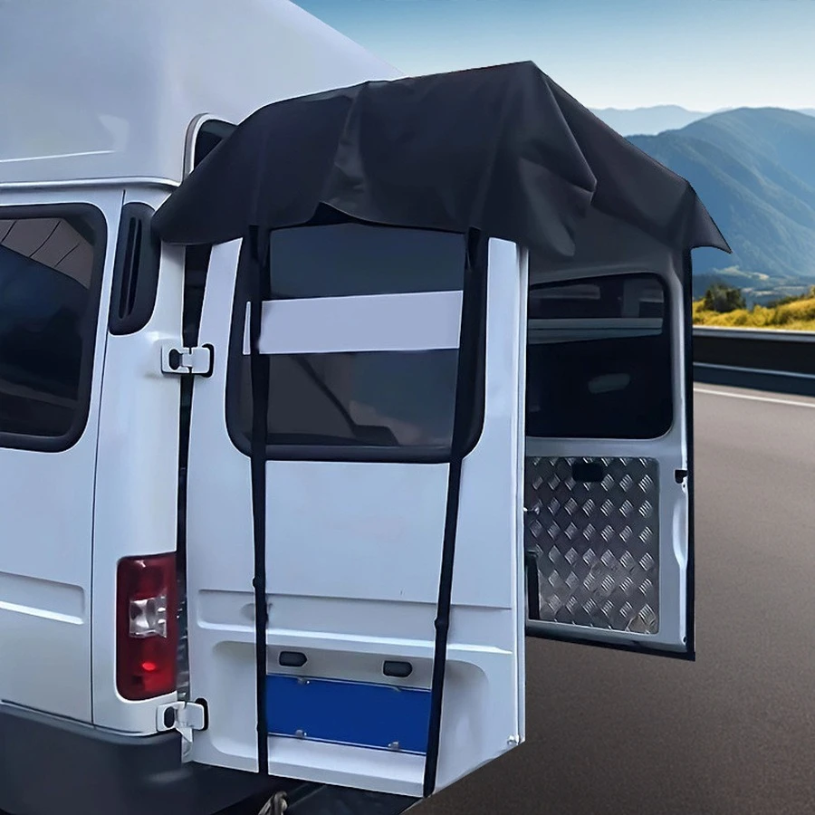 

600D Waterproof Durable RV Rear Barn Door Awning Cover for VW for Ford Black Rear Barn Door Awning Cover Waterproof Sunshade