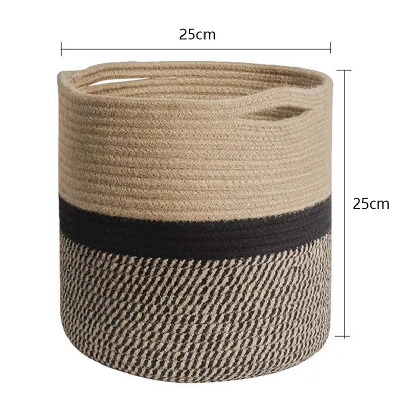 ABWR-2X صناديق التخزين سلال تنظيم المكعب ، غطاء وعاء النبات المنسوجة سلة الغسيل سلة الغسيل مع مقابض ديكور حديث