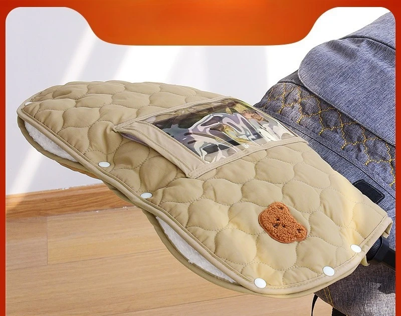 

Stroller Handle Gloves - Windproof Waterproof Fleece Lined Touchscreen Warm Mittens with Pocket