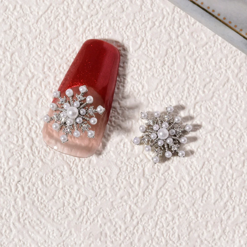 

4Pcs Snowflake Nail Charms Unique Sparkling 3D Nail Ornaments for Acrylic Nails Holiday Theme Manicure DIY Design