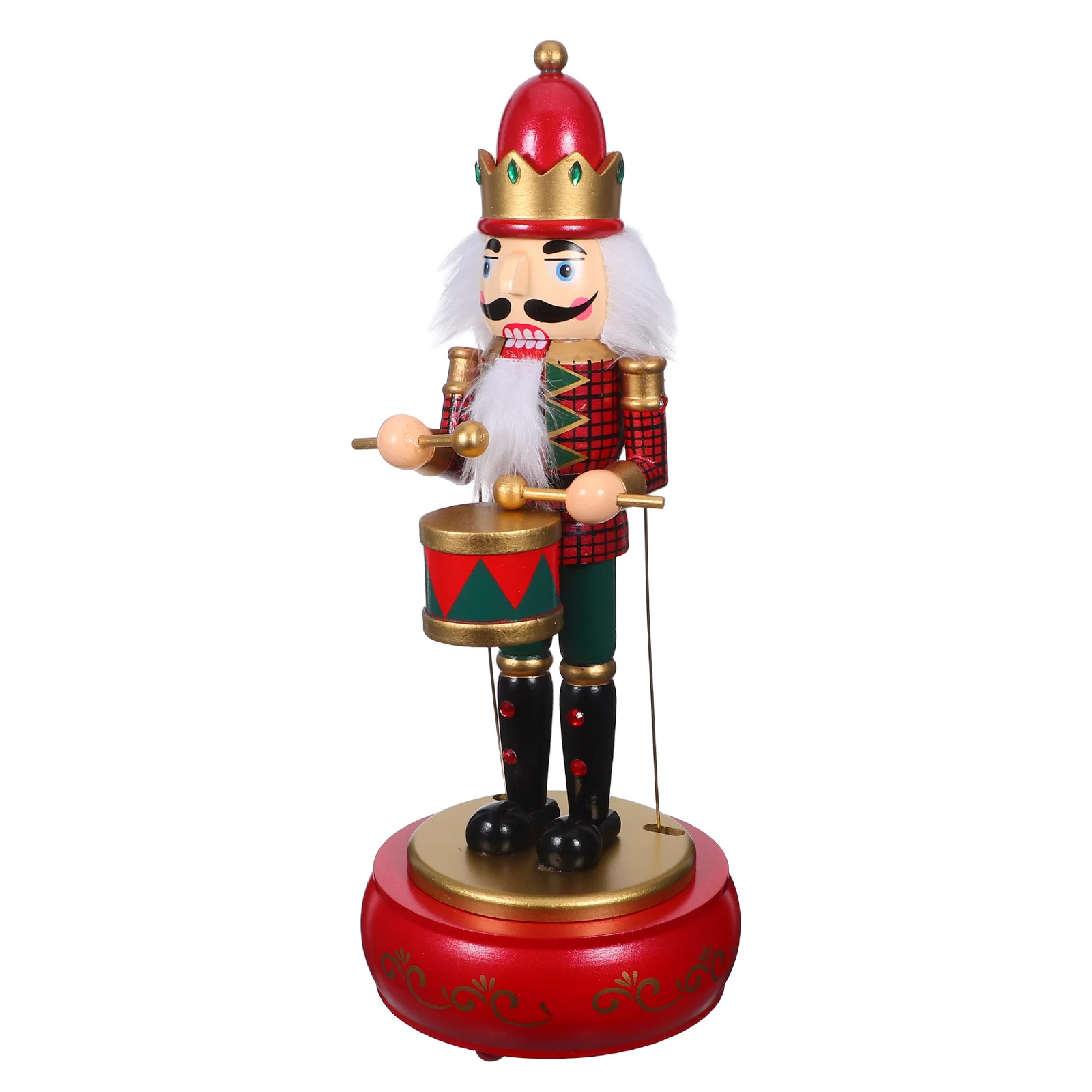 

Nutcracker Music Box Wooden Nutcracker Soldier Round Base Classic Christmas Wind Up Music Box Holiday Decoration Xmas Party