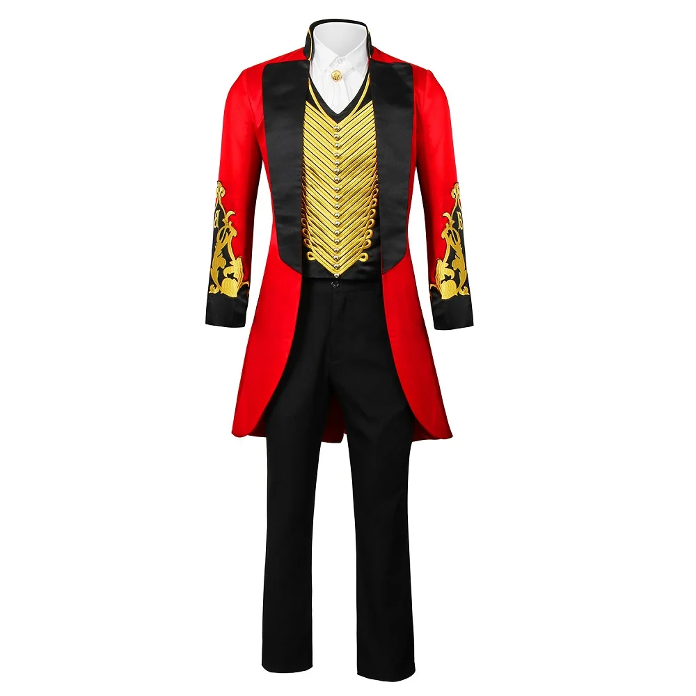 The Greatest Showman Cosplay Costume Full Set Red Tuxedo Barnum Hugh Jackman Men Performance Halloween Cos Outfits