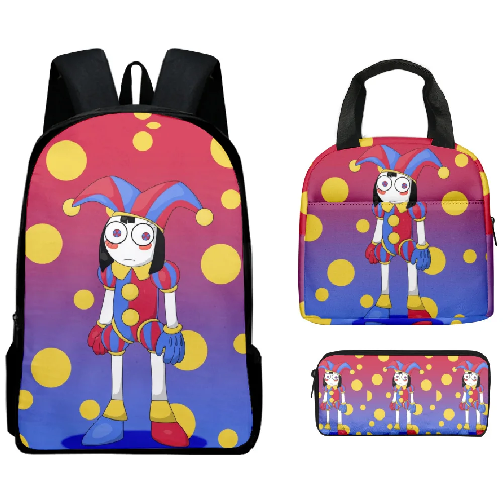 

Harajuku Classic The Amazing Digital Circus 3D Print 3pcs/Set pupil School Bags Laptop Daypack Backpack Lunch bag Pencil Case