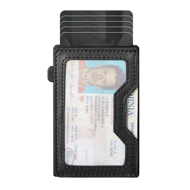 Herren-Kartenetui aus Leder mit doppeltem Verwendungszweck und RFID-Schutz, ultradünnes Profil mit Magnetverschluss, wirksam gegen Diebstahl im Alltag – Detail 9