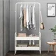 Clothes Hanger Rolling Garment Rack Closet Clothes Rail 2 Metal Basket Portable