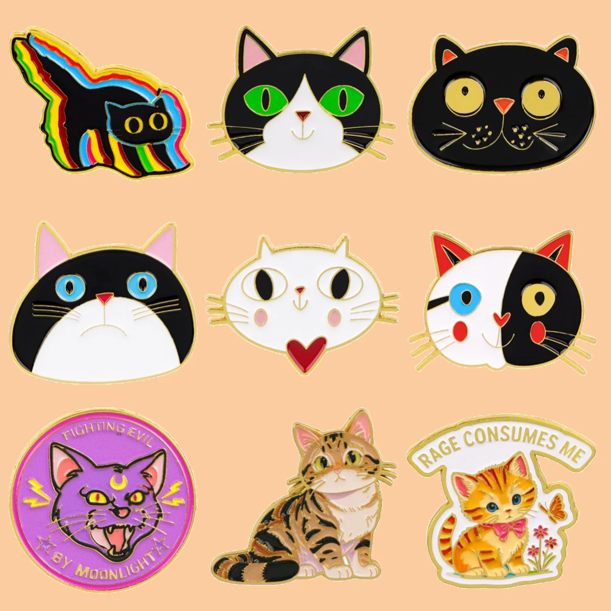 Cartoon Cat Face Enamel Pins Cute Orange Cat Brooch Badge on Backpack Lapel Pin Costume Accessories Fashion Jewelry Gifts