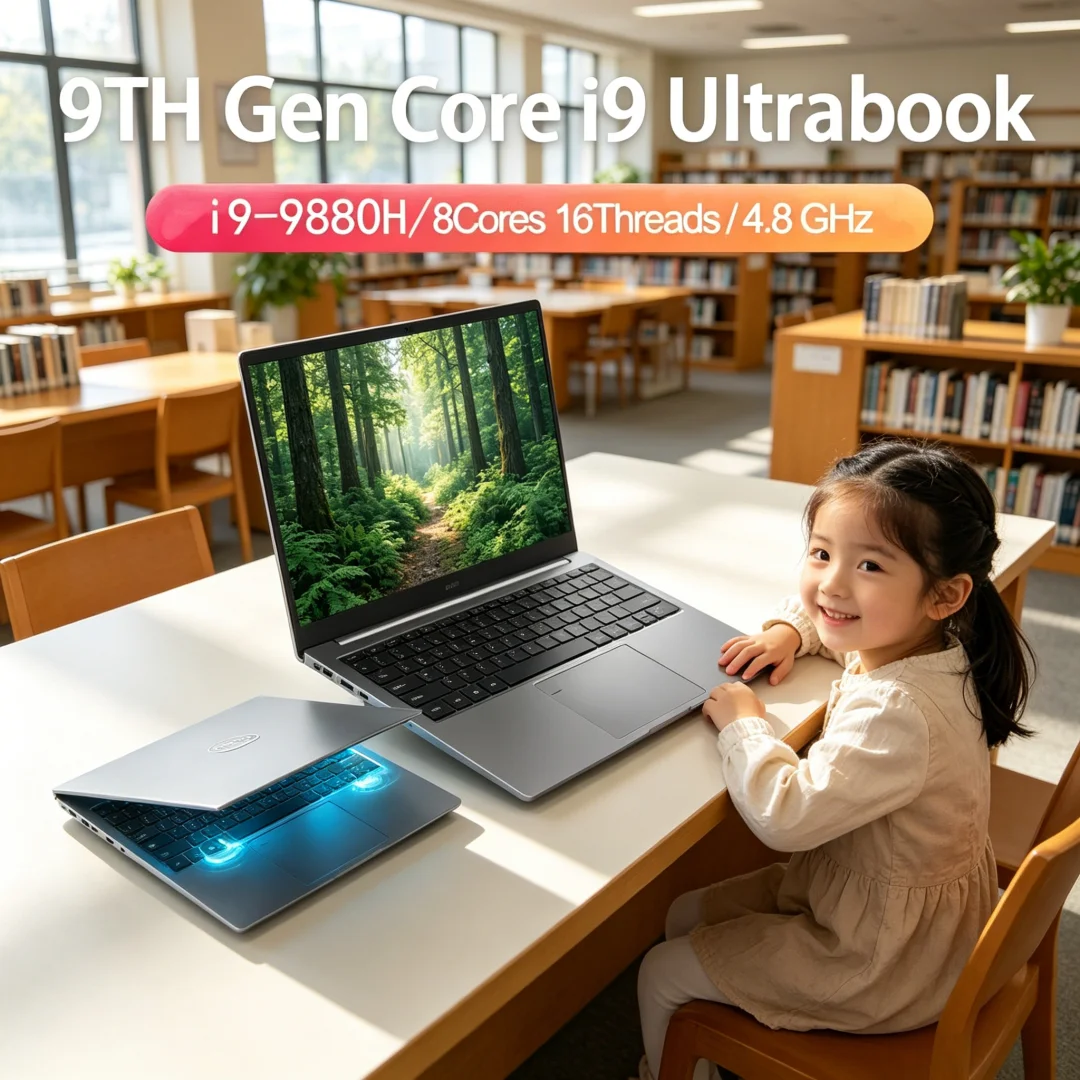 15.6 Inch Laptop Intel Core I9-12900H/i9-10885H Windows 11 Por 2*DDR4 2*M.2 SSD Ultrabook Computer Fingerprint Unlock WIFI5 BT