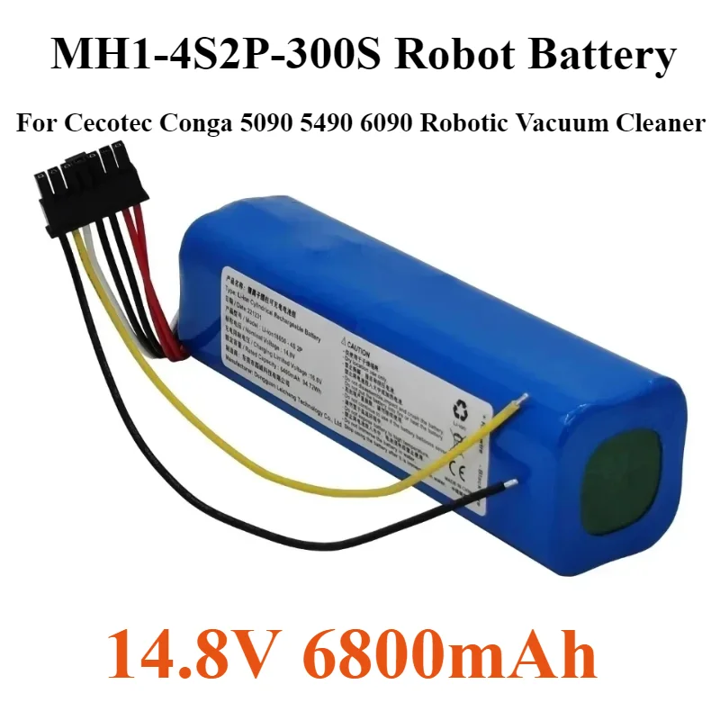 For Cecotec Conga 5090 5490 6090 Robotic Vacuum Cleaner 14.8V 6800mAh INR18650 MH1-4S2P-300S Robot Battery