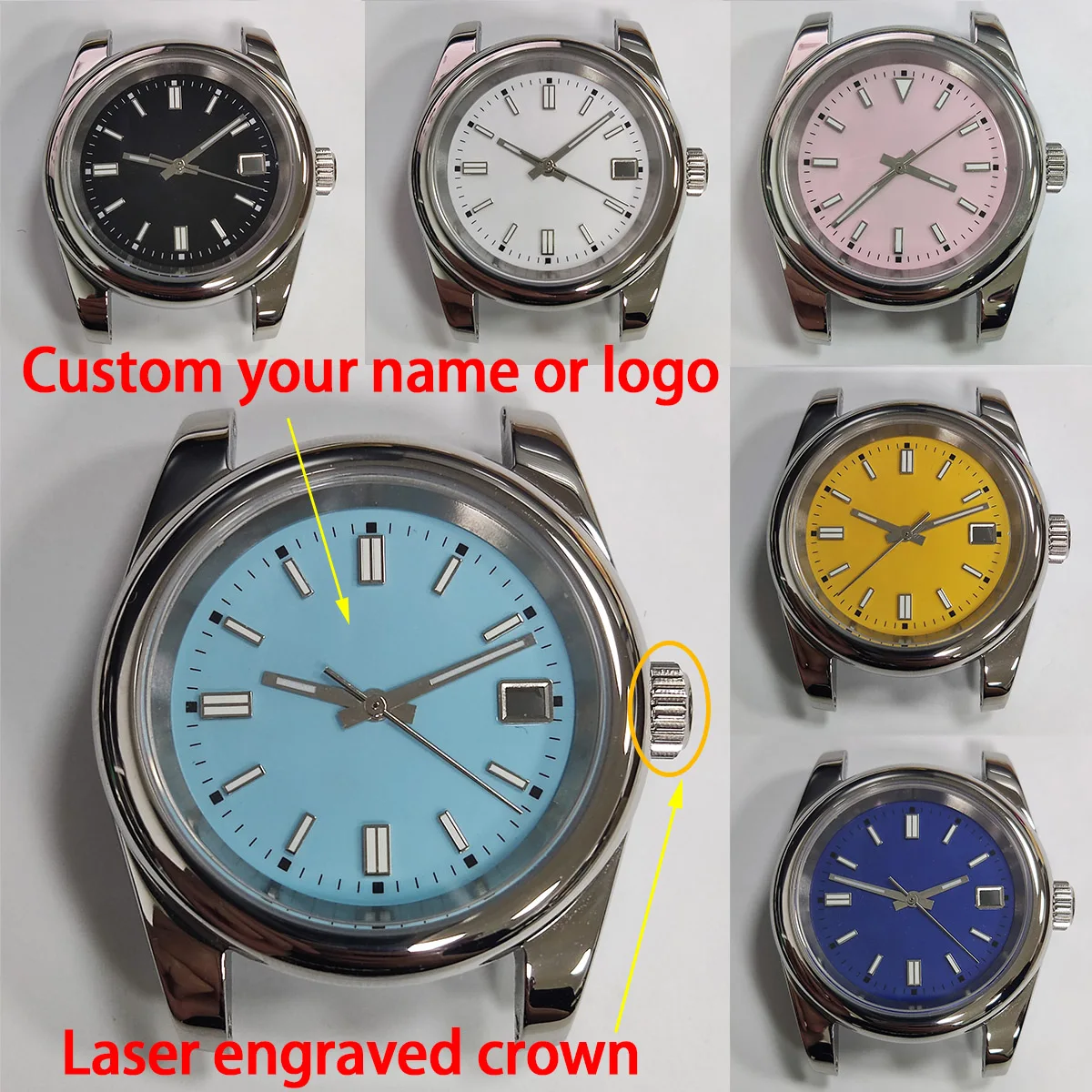 

39mm Silver case new watch nh35 case custom logo nh36 case NH35 watch case nh35 movement sapphire glass watch accessories parts2