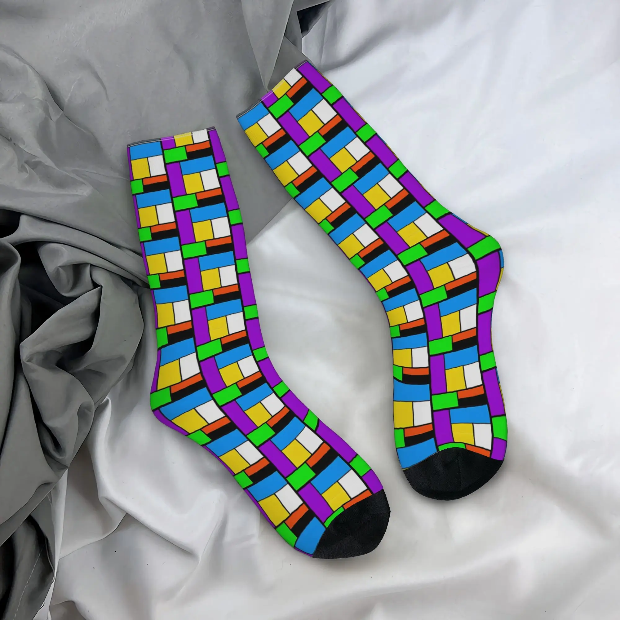 

Piet Mondrian Love Bright Colors Pattern Socks Design Stockings Non Slip Women Men Socks Soft Autumn Modern Running Sports Socks
