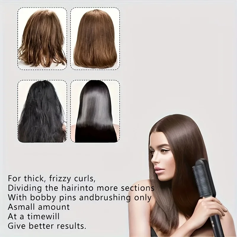 

1 piece of straight hair comb, 2-in-1 electric straight hair curling styling tool, multifunctional straight hair straightener