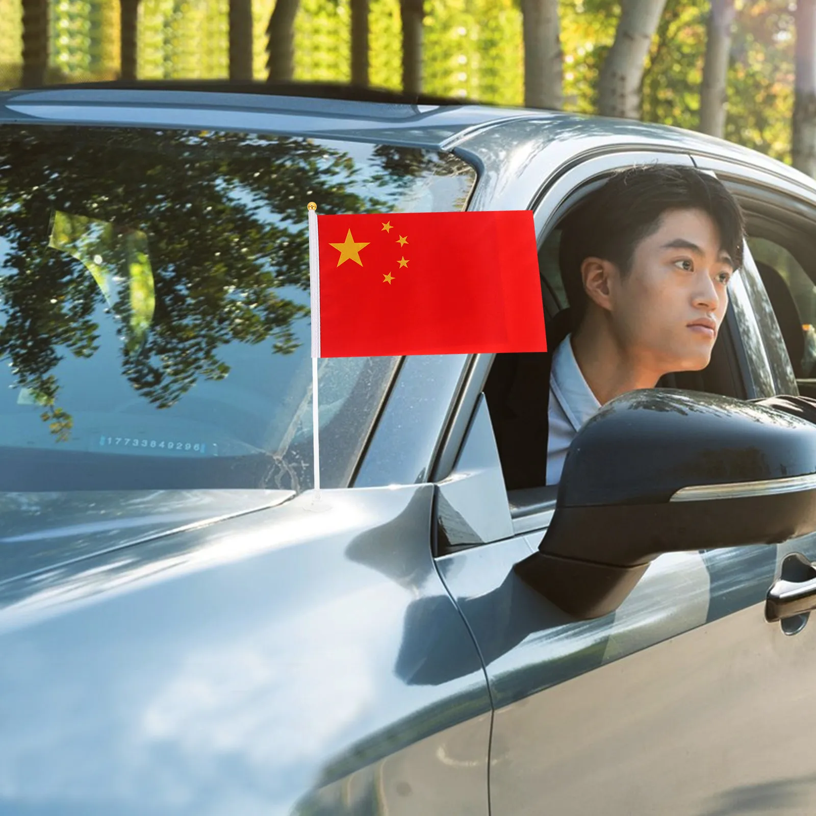 10Pcs Car Window Flags Bright Polyester Portable Banner Suction Cup Flagpole Mount for Car Outdoor Decoration Window Flags
