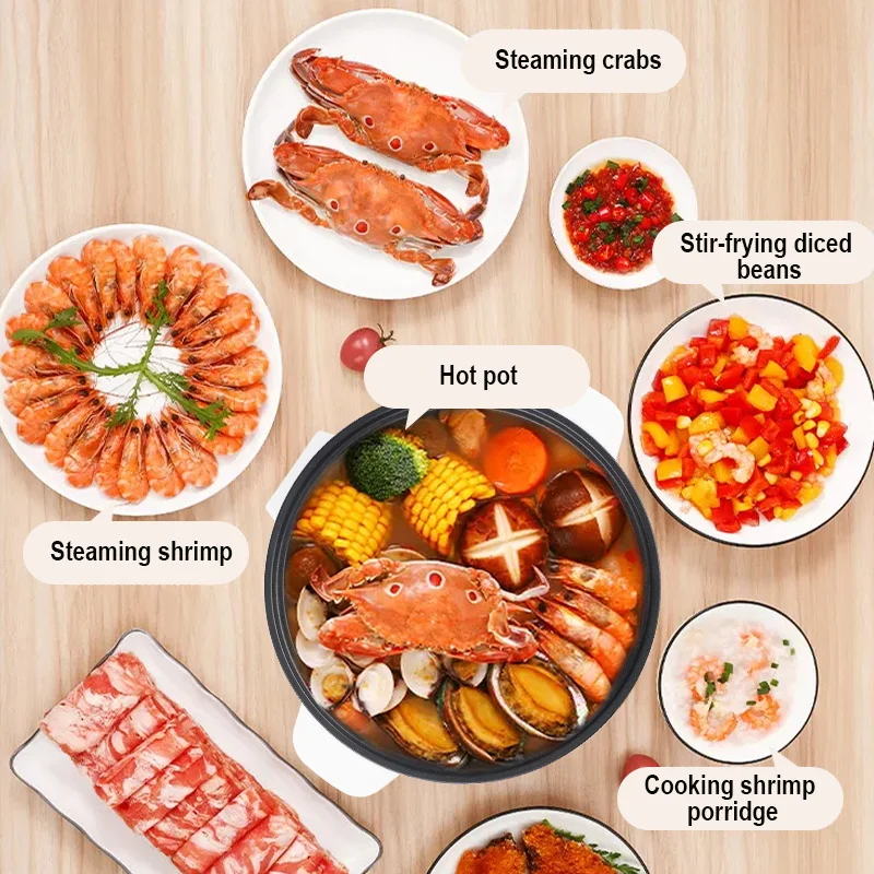 220 فولت طباخ كهربائي غير عصا الطبخ 3.5L إناء/ قدر متعدد الوظائف طباخ كهربائي وعاء الأرز الذكي للمنزل وعاء ساخن كهربائي