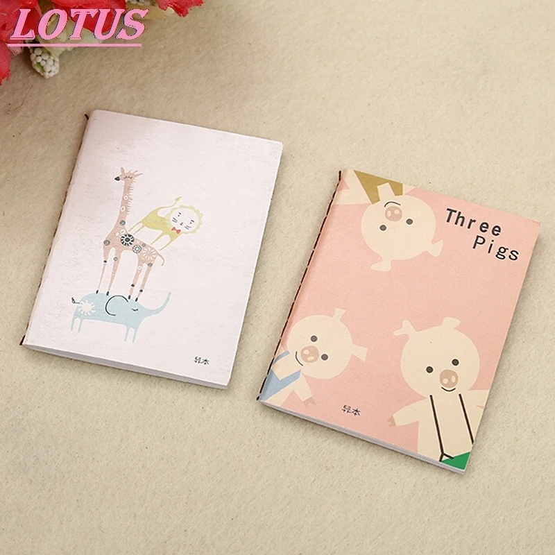 Retro Notepad Book Korean Lovely Cartoon Image Notebook Vintage For Kids Stationery Kawaii Journal Diary 1pcs