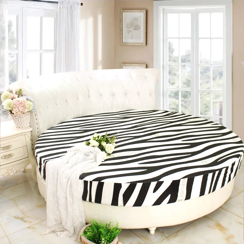 200/220cm Fitted Sheet Round Hotel Home Extra Soft Round Bed Sheets NO Pillowcases Pure Cotton Bedsheet with Elastic Straps