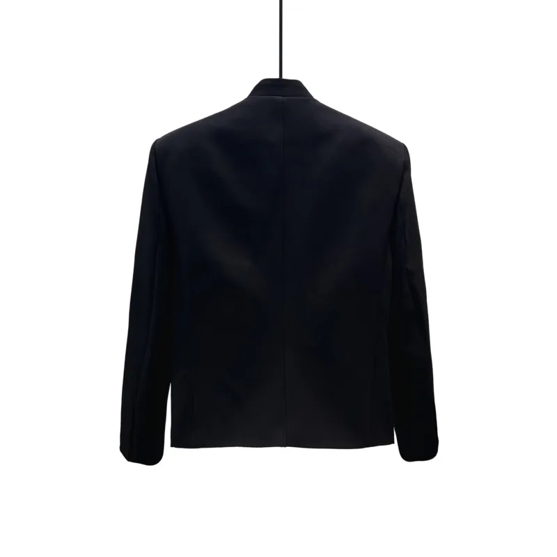 WVGA Spring Autumn New Men High-end Metallic Gemstone Double-breasted Blazer Stylish Shoulder Pad Stand Collar Short Coat W27512