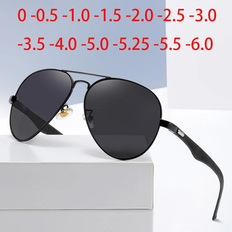 Double Girder Frame Cat Eyes Myopia Sunglasses UV Driving Eye Glasses Men Prescription Diopter Eyewear 0 -0.5 -0.75 To -6.0