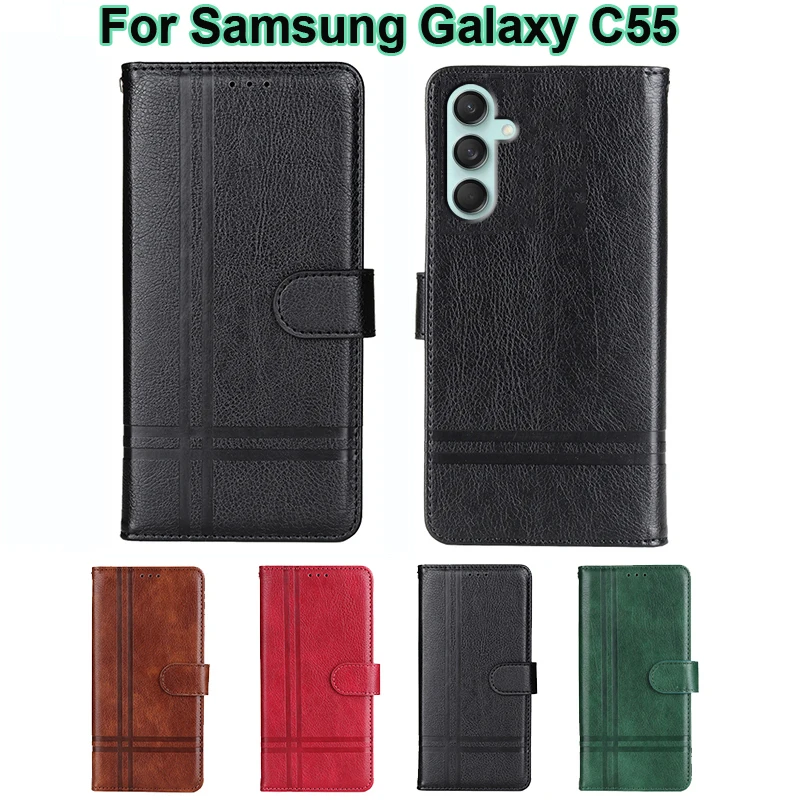 Leather Case For Samsung Galaxy C55 SM-C5560 Phone Cases Wallet Capas Flip Cover For Fundas Samsung Galaxy M55 5G SM-M556B Coque