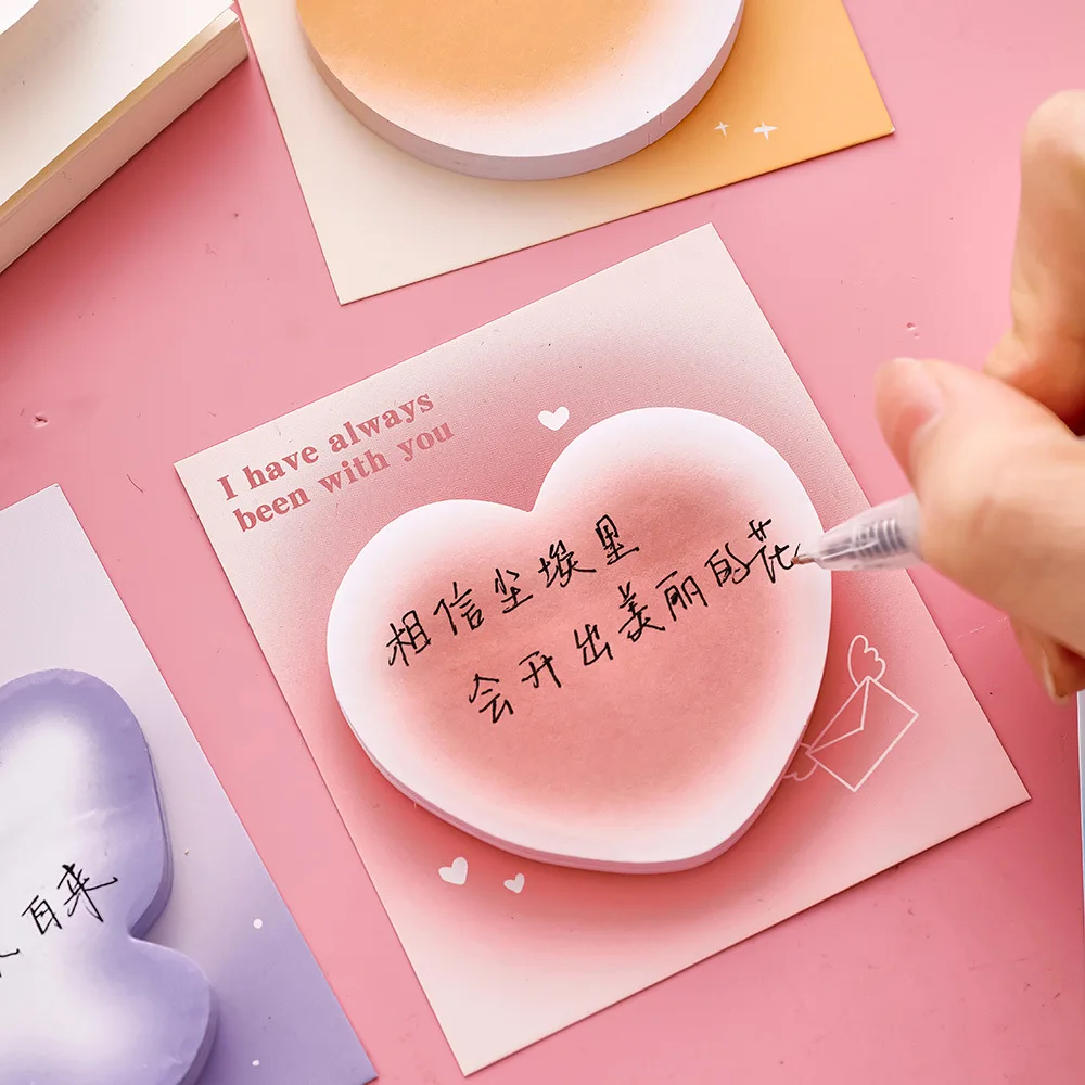30Sheets Cute Special Shape Gradient Sticky Note Self-adhesive Memo Pad Girls' To-do Note Sticker Kawaii Bubble Pocket Notepad